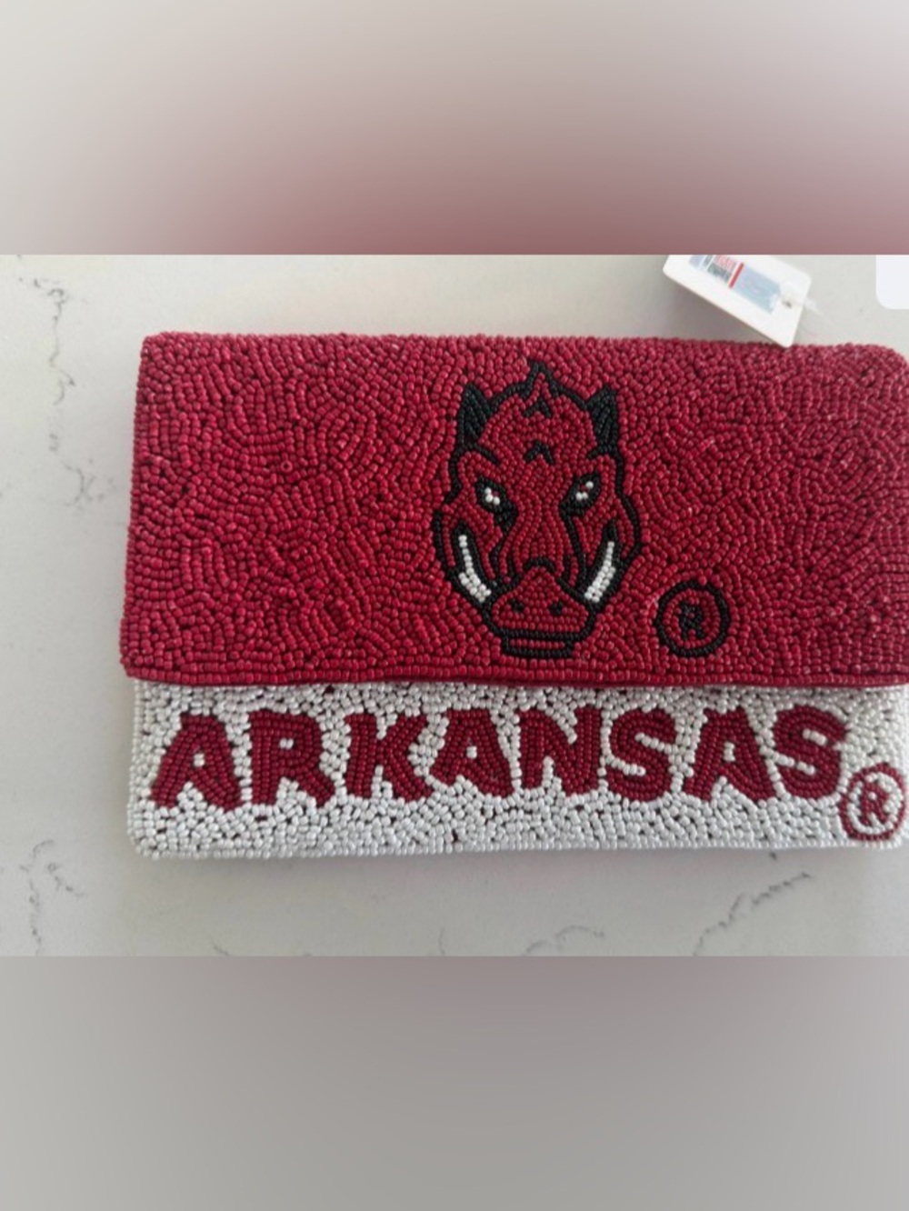 Arkansas Razorbacks Red Beaded Clutch